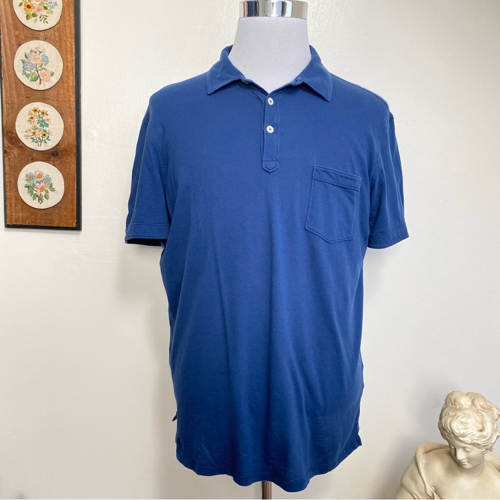 Vince Pima Cotton Blue Short Sleeve Polo